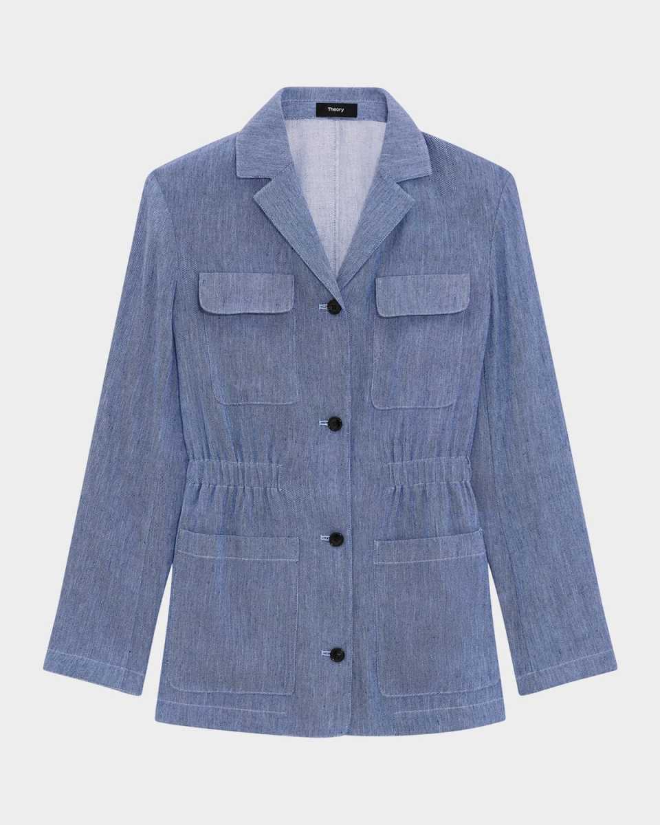 Cinched Denim Crunch Jacket